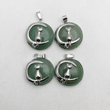 Aventurine Stone Cat Moon Necklace Pendant for Jewelry Making