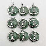 Aventurine Stone Cat Moon Necklace Pendant for Jewelry Making