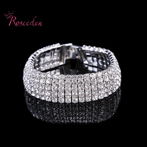 Shinny Rhinestone Silver Plated Bridal Bracelet for Women
