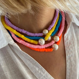 Polymer Clay Pearl Choker Necklace Set