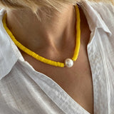 Polymer Clay Pearl Choker Necklace Set