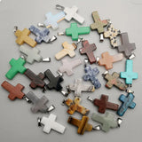 Cross Natural Stone Charms Pendants for Jewelry Making 50pcs/lot