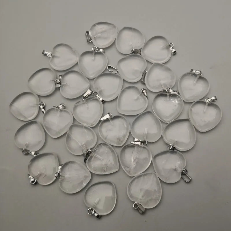 Crystal heart Natural stone Point charm pendant for Jewelry making