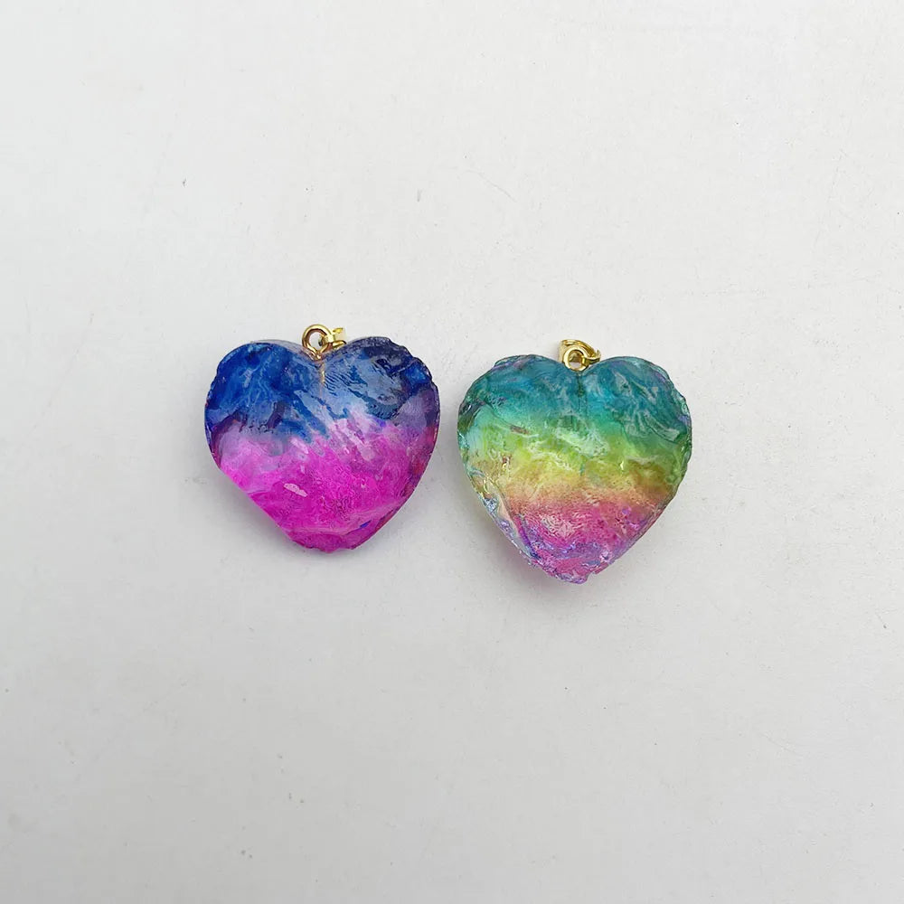 Heart Stone Pendants for Jewelry Making 8pcs