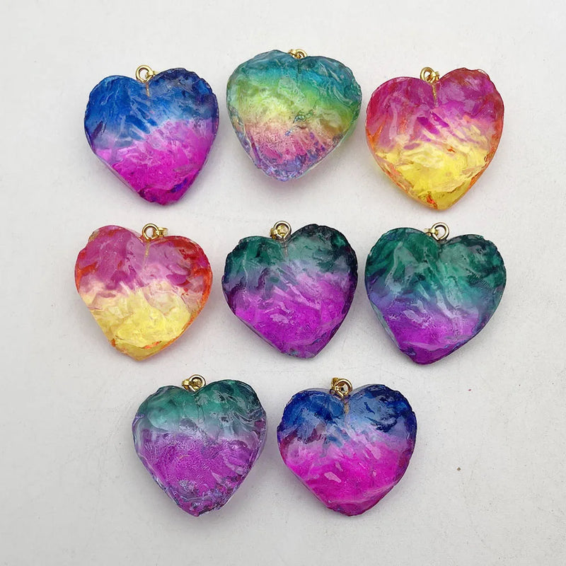Heart Stone Pendants for Jewelry Making 8pcs