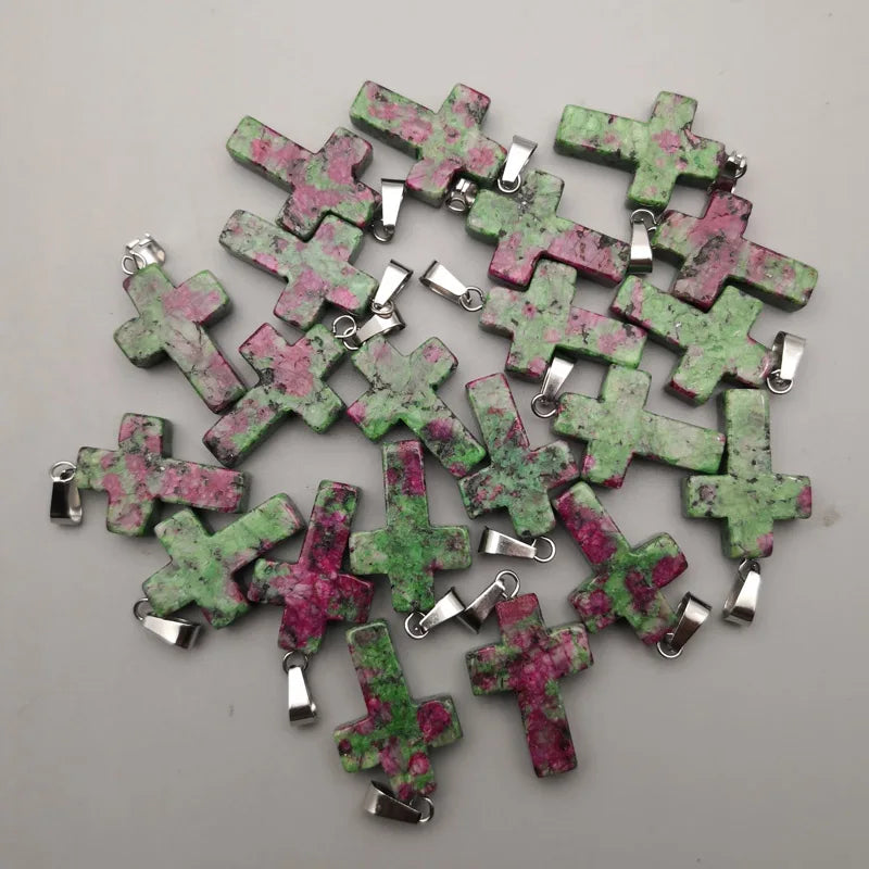 Epidote Natural Stone Pendant for Jewelry Making Charm Necklace 50pcs