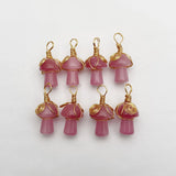 Pink Cat Eye Gem Stone Mushroom Pendant for Jewelry Making