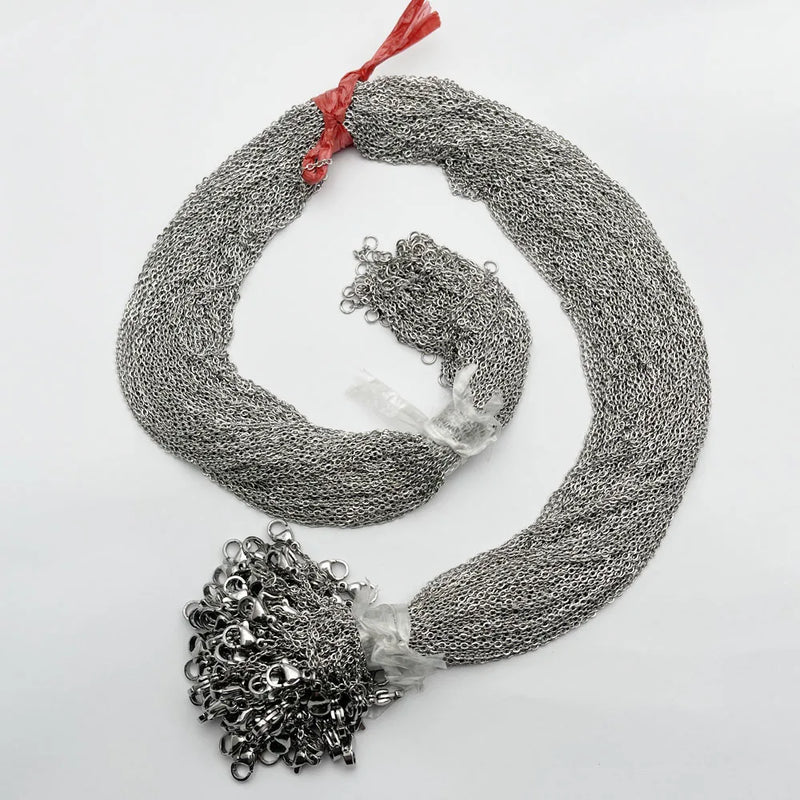 Stainless Steel Cord Chain Necklace Lanyard Pendant Clasp 100pc