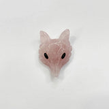 Natural Stone Roses Quartz Wolf Head Necklace Pendant