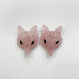 Natural Stone Roses Quartz Wolf Head Necklace Pendant