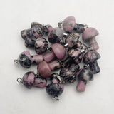 Rhodonite Stone Mushroom Pendant for Jewelry Making