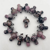 Rhodonite Stone Mushroom Pendant for Jewelry Making
