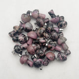 Rhodonite Stone Mushroom Pendant for Jewelry Making