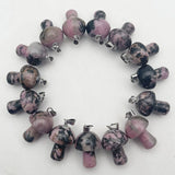 Rhodonite Stone Mushroom Pendant for Jewelry Making