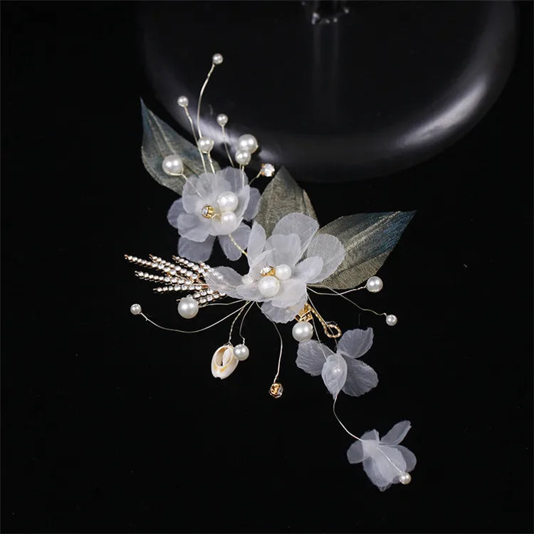 Mori Rhinestone Leaf Flower Hair Accessory for Weddings