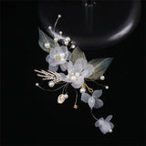 Mori Rhinestone Leaf Flower Hair Accessory for Weddings