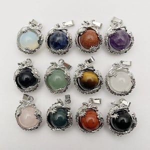 Gem Stone Dragon Pendants Crystal Necklaces 12pc