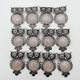 Stone Roses Quartz Owl Necklace Pendant for Jewelry Making Charm