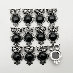 Natural Stone Black Owl Necklace Pendant Jewelry Making Charm 12pc