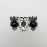 Natural Stone Black Owl Necklace Pendant Jewelry Making Charm 12pc