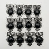 Natural Stone Black Owl Necklace Pendant Jewelry Making Charm 12pc