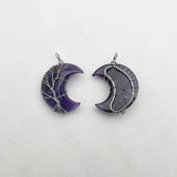 Amethyst Tree of Life Moon Pendants for Jewelry Making