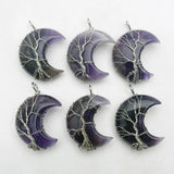 Amethyst Tree of Life Moon Pendants for Jewelry Making