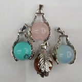 Stone Alloy Ball Necklace Pendant DIY Jewelry Charms 8pcs/lot