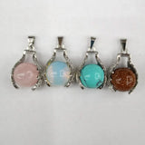 Stone Alloy Ball Necklace Pendant DIY Jewelry Charms 8pcs/lot