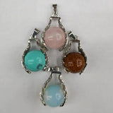Stone Alloy Ball Necklace Pendant DIY Jewelry Charms 8pcs/lot