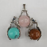 Stone Alloy Ball Necklace Pendant DIY Jewelry Charms 8pcs/lot