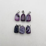 Purple Stripe Agate Necklace Pendants for Jewelry Making 12PCS