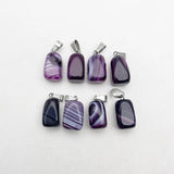 Purple Stripe Agate Necklace Pendants for Jewelry Making 12PCS