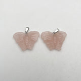 Rose Quartz Butterfly Stone Pendant Necklace for Jewelry Making 6pcs/lot