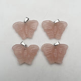 Rose Quartz Butterfly Stone Pendant Necklace for Jewelry Making 6pcs/lot