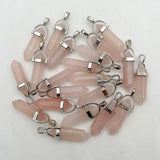 Rose Quartz Crystal Pillar Pendulum Pendants for Jewelry Making