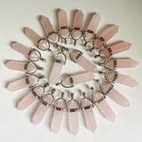 Rose Quartz Crystal Pillar Pendulum Pendants for Jewelry Making