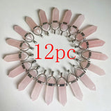 Rose Quartz Crystal Pillar Pendulum Pendants for Jewelry Making