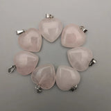 Rose Quartz Heart Pendant Natural Stone for Jewelry Making 50pcs/lot