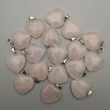 Rose Quartz Heart Pendant Natural Stone for Jewelry Making 50pcs/lot