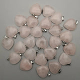 Rose Quartz Heart Pendant Natural Stone for Jewelry Making 50pcs/lot