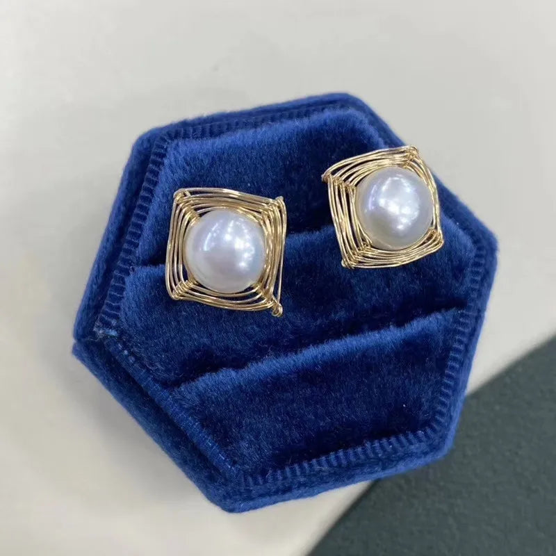 Real Pearl Women Earrings Stud Wedding Jewelry