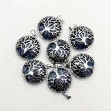 Sodalite Natural Stone Tree of Life Necklace Pendant for Jewelry Making