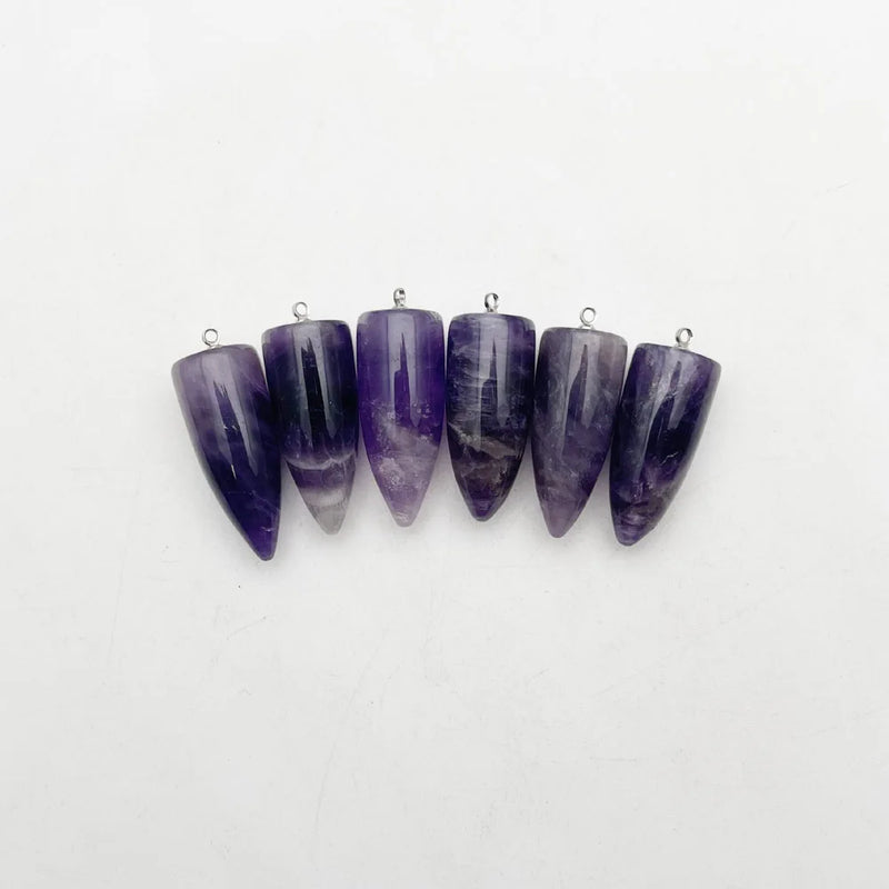 Tiger Eye Amethyst Stone Bullet Pendulum Pendant Necklace