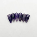 Tiger Eye Amethyst Stone Bullet Pendulum Pendant Necklace