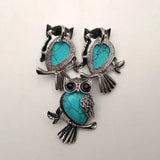 Turquoise Stone Owl Pendants for Jewelry Making 12pcs