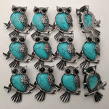 Turquoise Stone Owl Pendants for Jewelry Making 12pcs