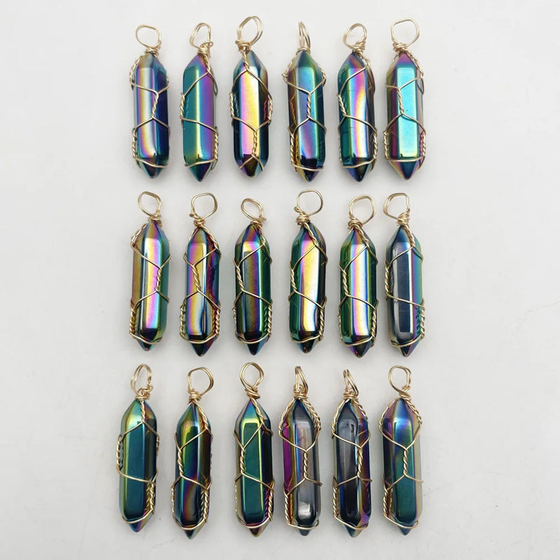 24pc Rainbow Glass Pendants for Jewelry Making Chakra Healing