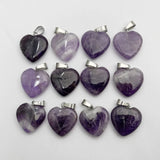 Amethyst Gemstone Heart Pendant Necklace Charm 24pc
