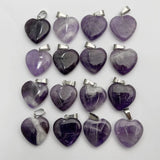 Amethyst Gemstone Heart Pendant Necklace Charm 24pc